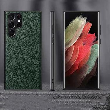 Imagem de Capa de Couro Litchi Retrô para Samsung Galaxy S22 Ultra Plus Capa Luxo Lichia Grain Phone Case para Samsung S22 Ultra Plus Capa, verde, para S22