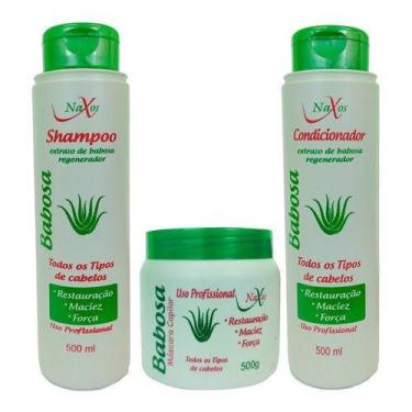 Imagem de Kit De Tratamento Capilar Babosa Shampoo Condicionador E Máscara 500G