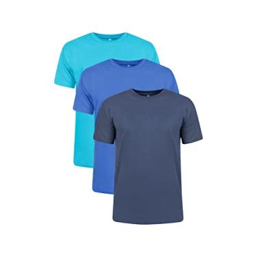 Imagem de Kit 3 Camisetas 100% Algodão (Turquesa, Royal, Marinho, M)