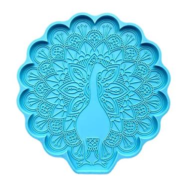 Imagem de Porta-copos de pavão molde de resina epóxi Peahen Cup Mat Almofada de Caneca Molde de Silicone DIY Artesanato Ornamentos Decorações de Casa Ferramentas de Fundição