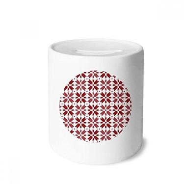 Imagem de DIYthinker Caixa de dinheiro de cerâmica com estampa de decoração de Natal vermelha e branca para presente de cofrinho