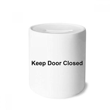 Imagem de DIYthinker Caixa de cerâmica Keep Door fechada com símbolo preto caixa de dinheiro porta-moedas presente de cofrinho