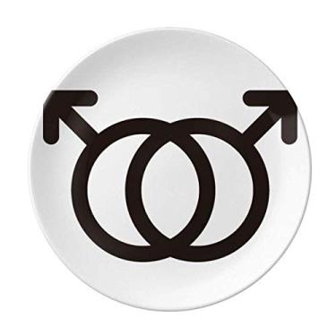 Imagem de Prato decorativo de porcelana para identificação de diferença de gênero masculino e masculino