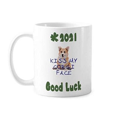 Imagem de Corky Dog Wales Specialty Good Luck 2021 Caneca Cerâmica Café Porcelana Copo Mesa