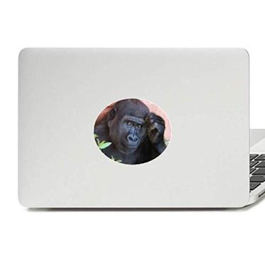 Imagem de Adesivo de vinil do chimpanzé do animal selvagem do terrestre com emblema para laptop