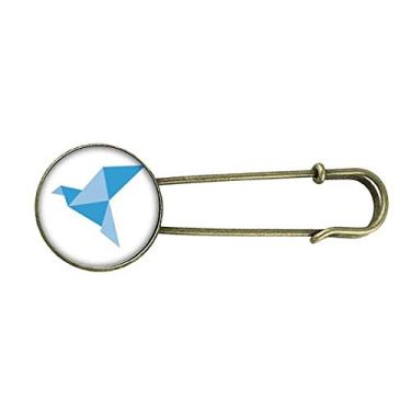 Imagem de Broche de metal retrô com estampa de pombo abstrata de origami azul