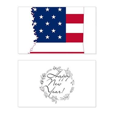 Imagem de Mississippi Mapa dos EUA Estrelas Listras Bandeira Formato Ano Novo Festival Cartão de felicitações Bless Mensagem Presente