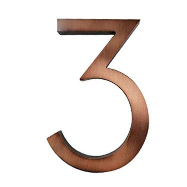 Imagem de Número de placa de casa flutuante 3D de 15 cm, grande número envelhecido bronze sinalização moderna de edifício, número de porta ao ar livre, placa de endereço 0-9, liga digital, montagem de parafuso, antiferrugem