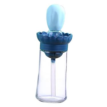 Imagem de ＫＬＫＣＭＳ Garrafa de óleo de vidro com pincel recipiente de multiuso à prova de vazamentos fácil de reabastecer dispensador de vinagre garrafa, Azul