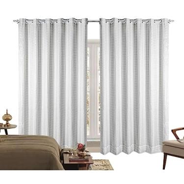 Imagem de Cortina Corta Luz 4,00m X 2,60m 100% Blackout Com Voil Xadrez Branco Para Varão Simples