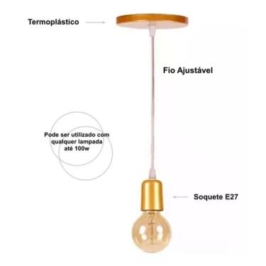 Imagem de Pendente Soquete 2m Liso E27 Dourado