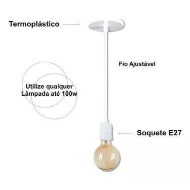Imagem de Pendente Soquete 3m Liso E27 Branco