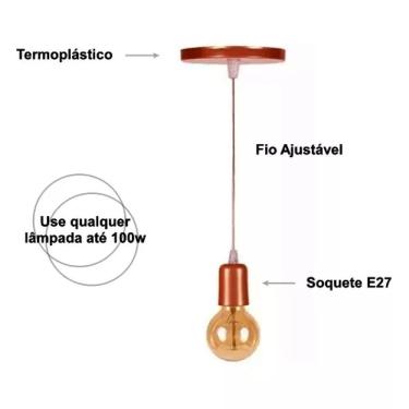 Imagem de Pendente Soquete 2m Liso E27 Cobre