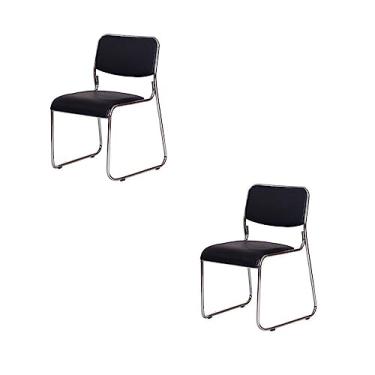 Imagem de Kit 2 Cadeiras Para Escritório Fixa Interlocutor Cromada Dubai OR Design Preto
