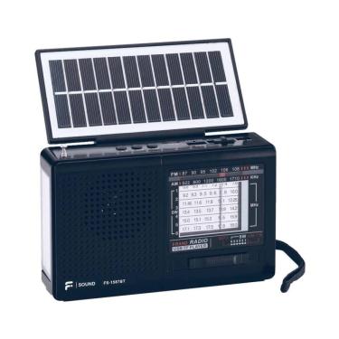 Imagem de Rádio Portátil F-Sound Solar 8 Faixas, AM/FM + 6SW, USB e Bluetooth - FS1587BT Preto