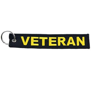 Imagem de Chaveiro de veterano militar dos EUA preto/amarelo Remove Before Flight 14 cm x 2,5 cm motocicleta ATV caminhão chaveiro, Preto, 5.5" x 1"