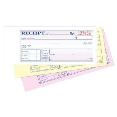 Imagem de Adams Livro de recibos de dinheiro/aluguel, sem carbono, 3 partes, 6 x 19 cm, 50 conjuntos por livro (TC2701)