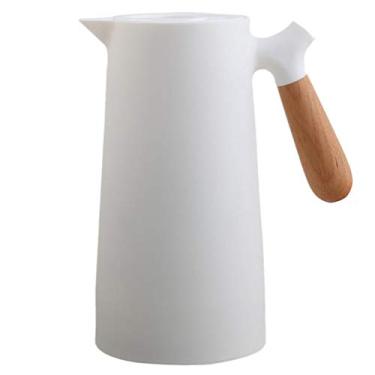 Imagem de Thermal Coffee Carafe Glass Tea Carafe Double Walled Vacuum Flask Insulated Flask Beverage Dispenser Water Kettle Juice Jar Hot Water Jug with Wooden Handle