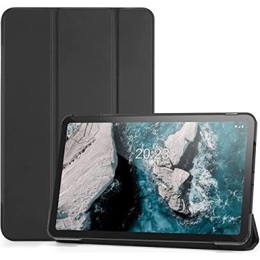 Imagem de Capa Smart Case Compatível Nokia Tablet T20 10.36'' Ta-1392 Ta-1394 2021 Preto. Leve, PU de qualidade,Anti-impressões digitais,Resistente a arranhões