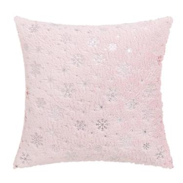 Imagem de lanema Capa de almofada de floco de neve de Natal para casa quarto sala de estar decoração de sofá capas de almofada de pelúcia 2 tamanhos capas de almofada de Natal