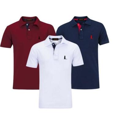 Imagem de Kit 3 Camisas Polo Original Blusa Camiseta Bordado Marca Top - Surikat