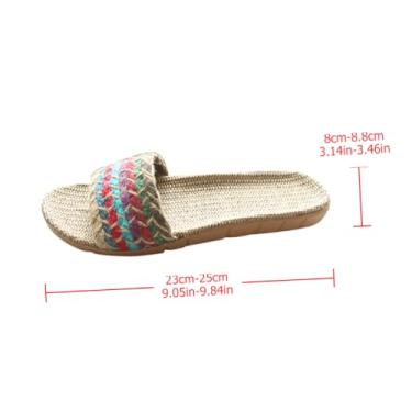 Imagem de PACKOVE sandálias de praia femininas slides de tatame sapatos de linho ao ar livre chinelos femininos chinelos de linho de verão chinelos de primavera interior sapatos de lazer mulher