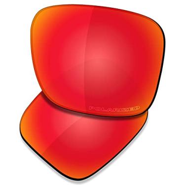 Imagem de SAUCER Lentes de substituição premium para óculos de sol Oakley Holbrook XL OO9417 de alta definição – Vermelho fogo polarizado