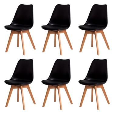Imagem de Kit C/6 Cadeiras Leda – Charles Eames, Saarinen Wood Com Almo