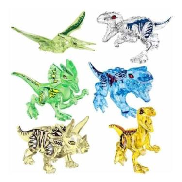 Imagem de Blocos De Montar Jurássico Kit 6 Dinossauros Transparentes