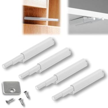 Imagem de Kit 4 Fecho Pulsador Magnético Branco Toque Sobrepor Tip-on Push Open Porta Armário Gaveta Feicho toc Sistema Click touch on