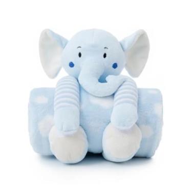 Imagem de Manta do Bebê c/Bichinho de Pelúcia, Amimir, Cobertor Infantil, Recém Nascido, Enxoval, 75x75, Mantinha Berço (Elefante Azul)
