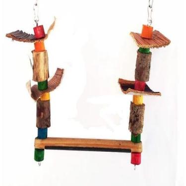 Imagem de Brinquedo De Madeira Para Aves Balancinho Com Lixa Toy For Bird