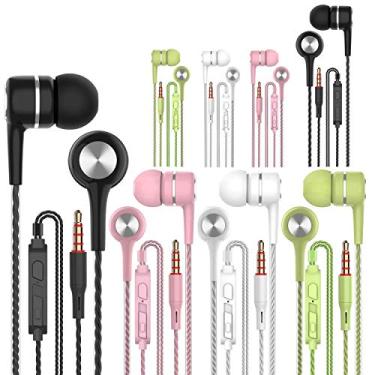 Imagem de Fones de ouvido A12, fones de ouvido com fones de ouvido, iluminação de ruído, alta definição, estéreo para Samsung, iPhone, iPad, iPod e Mp3 Players (preto, branco, verde, rosa, Black+White+Pink+Green 8pairs