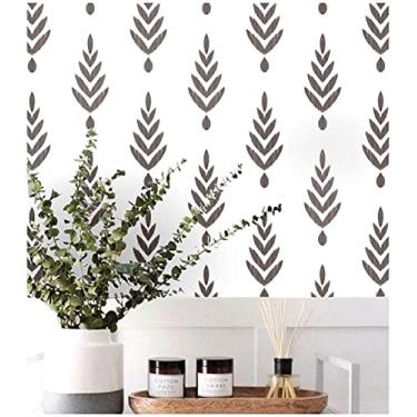 Imagem de Blooming Wall Papel de parede neutro Pequenas árvores muda geometria autoadesivo pré-colado papel de parede decoração de parede (45 x 299 cm)