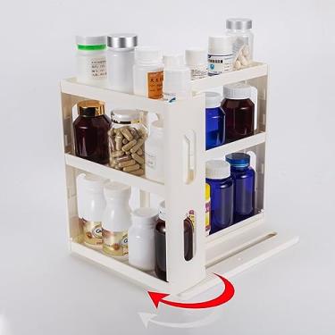Imagem de Dutiplus Organizador de medicamentos 2 prateleiras de três andares organizador de armazenamento para guardar vitaminas, suplementos cosméticos 27 cm A x 14 cm L x 27 cm P (branco cremoso)