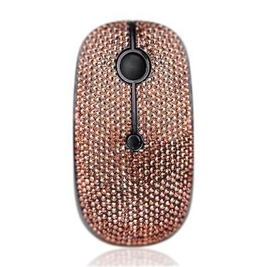 Imagem de WONGS Mouse de luxo austríaco brilhante diamante strass USB Slimline plano sem fio com 3 DPI ajustáveis, mouse plano brilhante para laptop, PC, notebook, presentes - ouro rosa