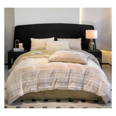 Imagem de Jogo de cama queen de luxo de inverno, capa de edredom de pelúcia quente engrossada com fronha, conjunto de lençóis de cama 4 peças, macio (5 king)