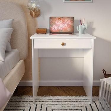 Imagem de Mesinha Branca Escrivaninha Notebook 1 Gaveta Estudos Quarto Home Office