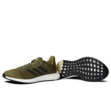 Imagem de adidas Tênis de corrida masculino Pureboost 21, Focus Olive/Preto/Verde Halo, 10