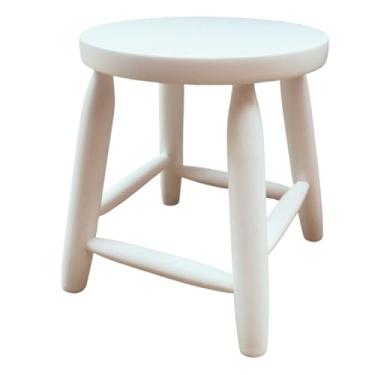 Imagem de Banco Banquinho Baixo De Madeira Assento MDF Estrutura Eucalípto Altura 30 Cm Branco