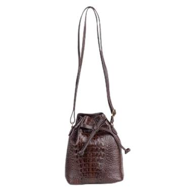 Imagem de Mini bolsa saco em couro croco Nathy - Café