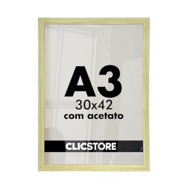 Imagem de Moldura A3 30x42Cm Com Acetato e Fundo Para Quadros Diplomas Certificados Fotos (Carvalho)