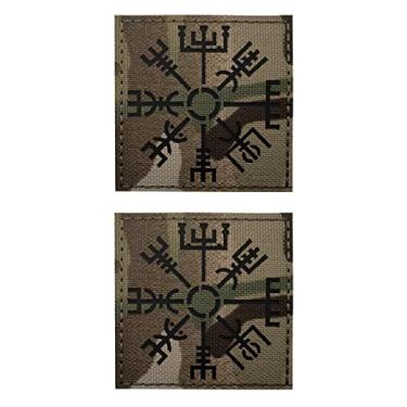 Imagem de AliPlus Remendos de moral táticos Viking Vegvisir Helm of Awe IR com corte a laser refletivo – 5 x 6 cm, 2 peças