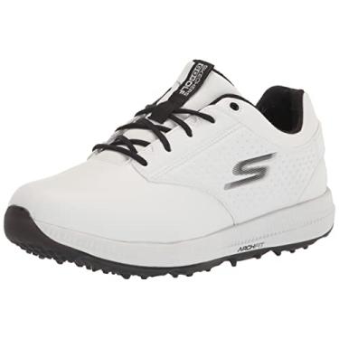 Imagem de Skechers Tênis de golfe masculino Skechers Elite 5 Arch Fit impermeável, Couro branco/preto, 8