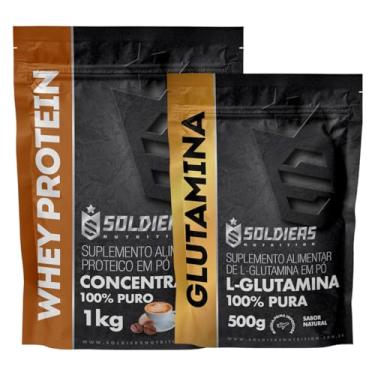 Imagem de Kit: Whey Protein Concentrado 1Kg + Glutamina 500g - 100% Importado - Soldiers Nutrition Sabor:Moccacino
