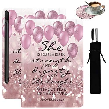 Imagem de Capa inteligente para Samsung Galaxy Tab S8 Plus 2022/Tab S7 FE 2021/Tab S7 Plus 2020 de 12,4 polegadas, com suporte ajustável, despertar e hibernar, versículos bíblicos Provérbios 31:25 (bolsa de