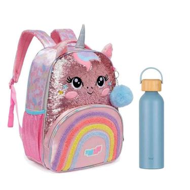 Imagem de Kit Mochila Escolar Infantil Pack Me Sweet e Garrafa de Água GA0601 500ml Azul Bali - Pacific