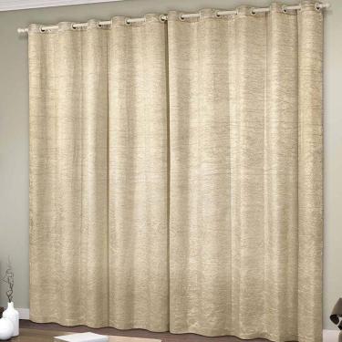 Imagem de Cortina Glamour Cetim Amassado 2,00m X 1,70m Sala Quarto Varão 2m - Bege