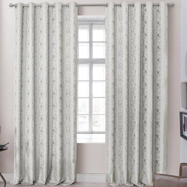 Imagem de Cortina Dalia Jacquard Estampado Floral 2,00m X 1,70m Sala Quarto Varão 2m - Bege