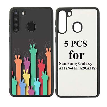 Imagem de 5 peças compatíveis com Samsung Galaxy A21 (não serve para A20, A21S), capa de telefone em branco sublimação 2 em 1 2D de borracha macia TPU em branco DIY Capa para telefone personalizada com prensa de calor e acabamento com glitter
